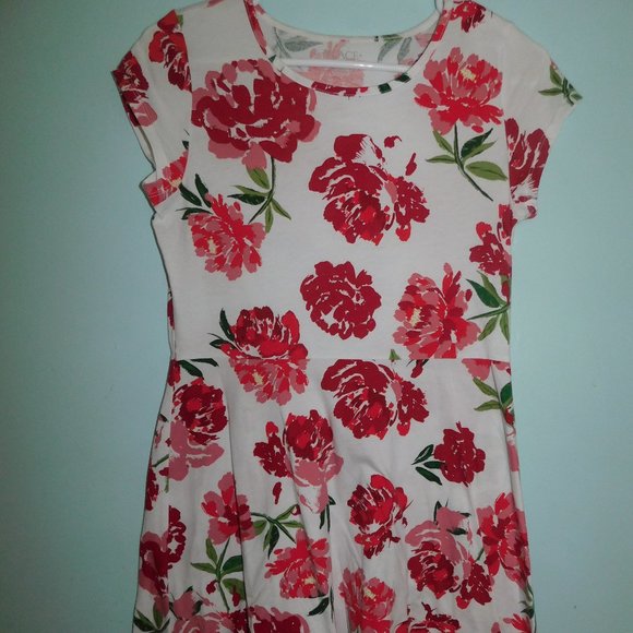 Children's Place Red & White Floral Dress, Girls Size 16